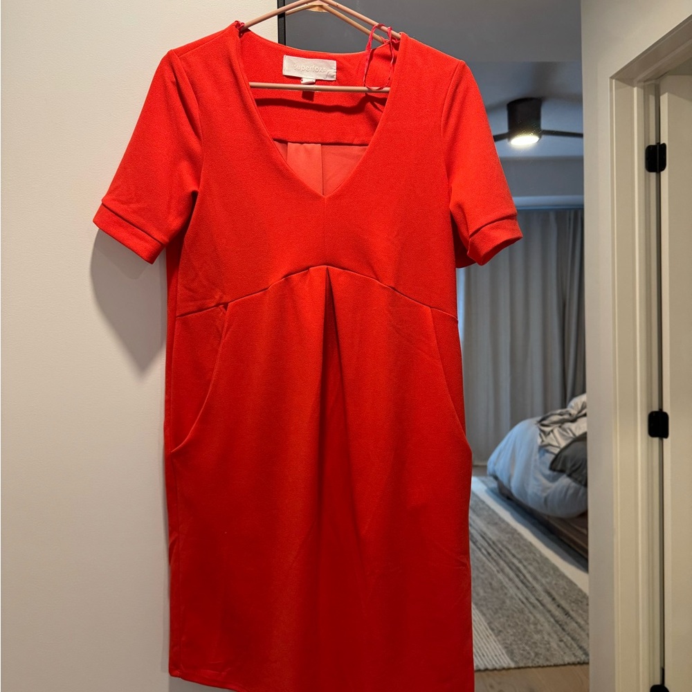 Red V-Neck Dress